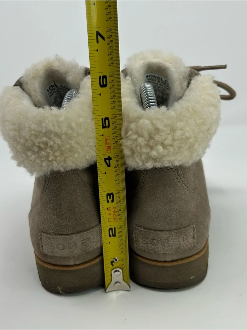 Sorel Harlow Lace Cozy Bootie Womens Taupe Brown Sherpa Lined Ankle Boots Size 7